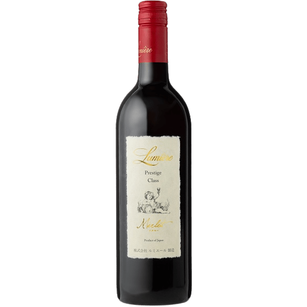 Wein Japan Flasche rot schwarz beige Merlot 2022 Rotwein Prestige Class Merlot Lumiere